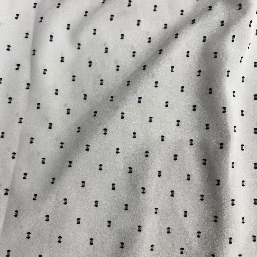 Elle Women’s size Large White Black Polka Dots Pleated  Half Sleeves Blouse - Picture 9 of 13